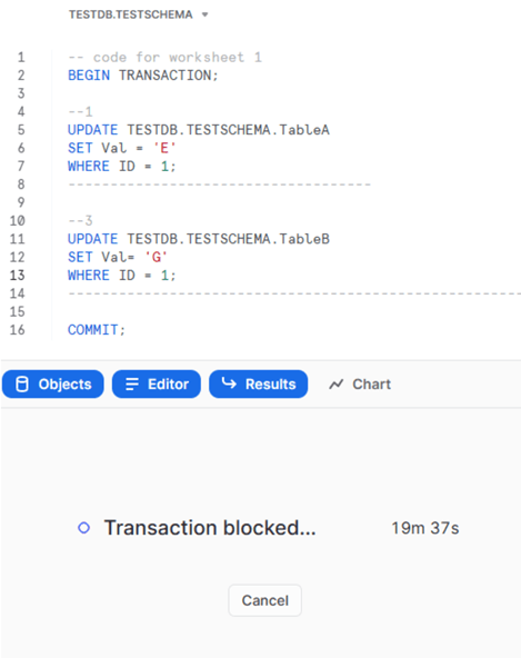 1st transaction blocked