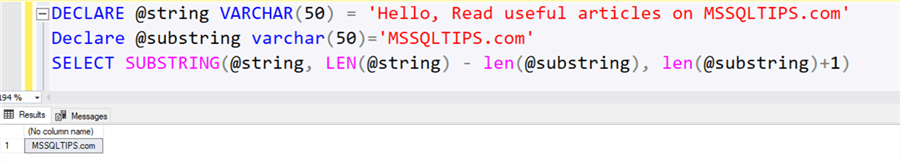 SQL substring query example