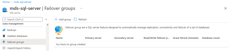 Validate failover group after removal
