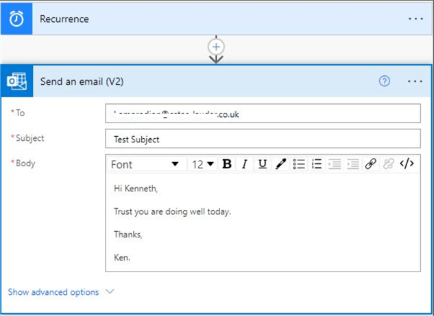 How to configure the Send Email Action operation