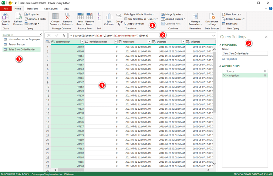 preview data in power query editor