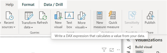 Option to create a new measure in Power BI