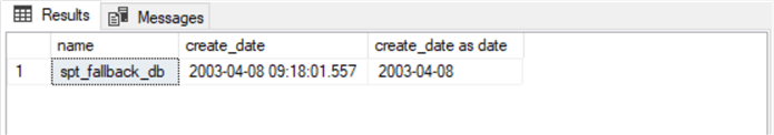 return the table name with the minimum create_date value from the sys.tables view
