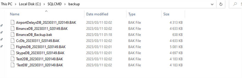 Backup files for databases.