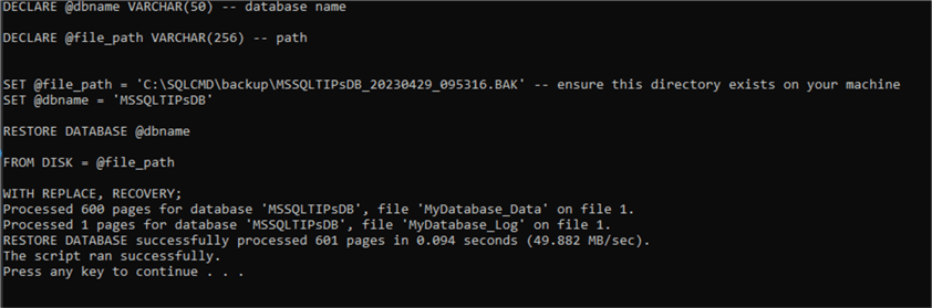 Bat file CMD output.
