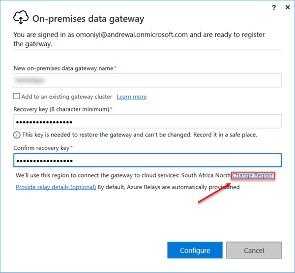 Define gateway and recovery key