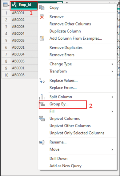 How to create a grouping on a column in Power Query - alternative method