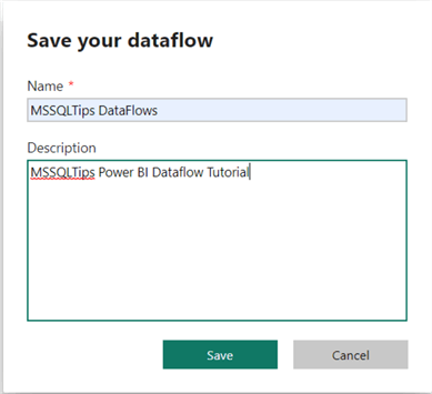 Save dataflow