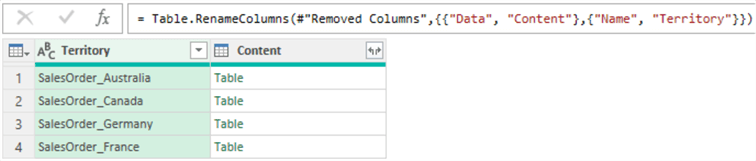 Use the formula bar to rename columns