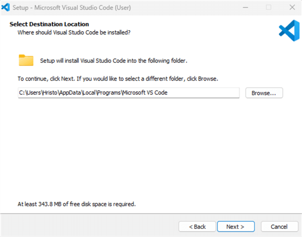 vs code installation start screen