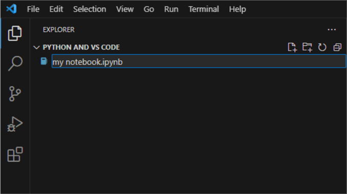 vs code create a jupyter notebook file