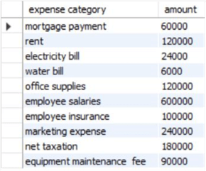 Expenditure table for 2017