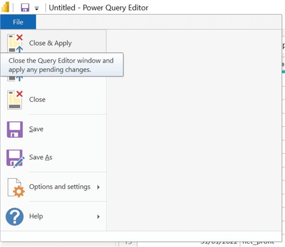 Closing power query editor