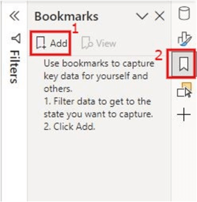 Image showing how to add a Bookmark in Power BI desktop