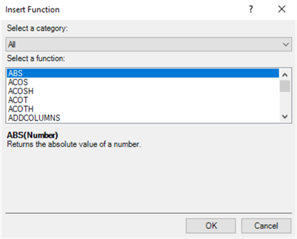 Figure 9 The Insert Function dialog