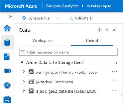 synapse serverless - sql database - linked storage containers