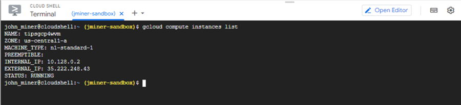 Google Cloud SQL - list compute engine instances