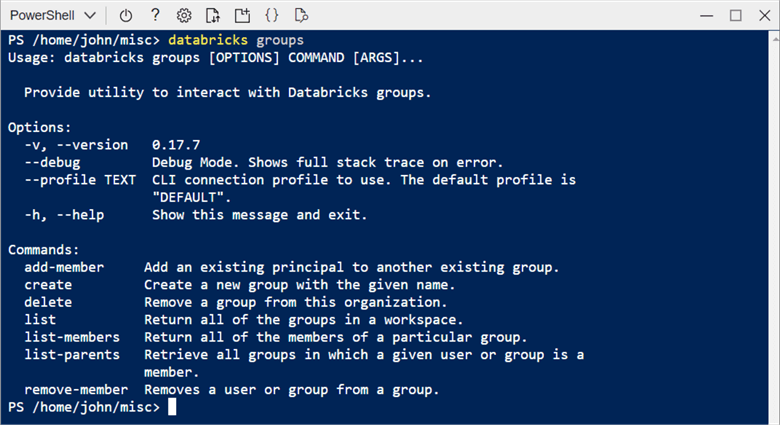 Databricks CLI - groups man page