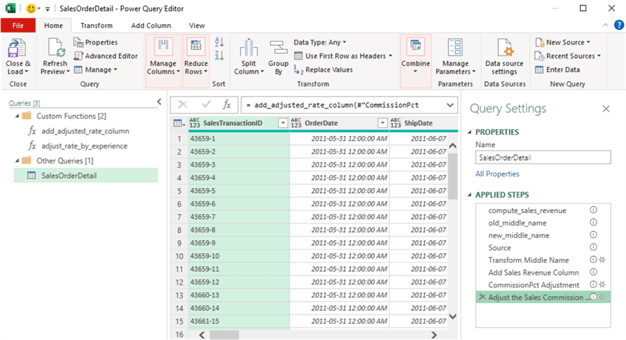 Figure 16 Create a function group in the Queries pane