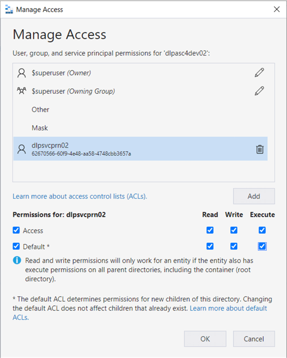 Deploy + Configure Delta Lakehouse - Azure Storage Explorer - assign rights to svc prn