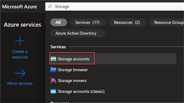 create storage account