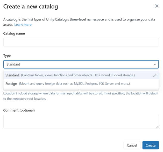 CreateCatalog Step to create catalog