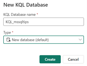 give the KQL DB a name