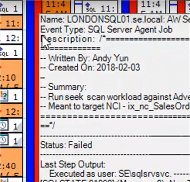Output of a failed SQL Agent job