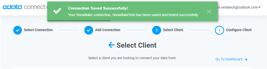 connection to snowflake tested succesfully