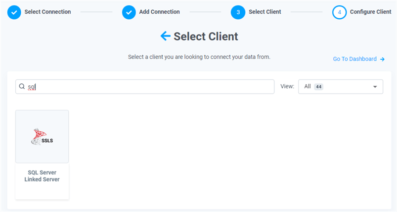 select sql server as client