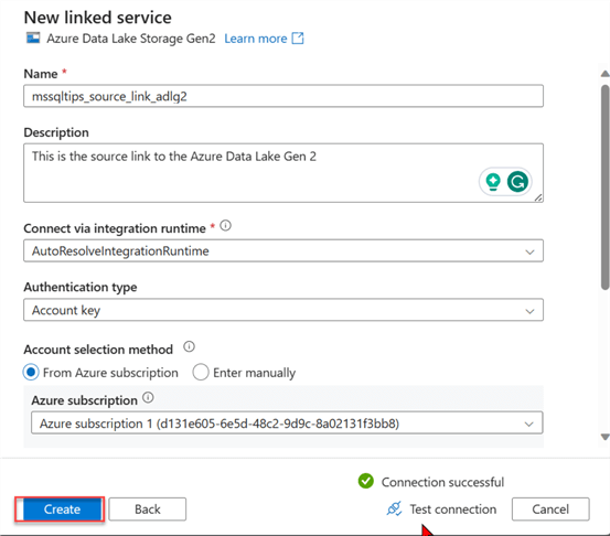 New linked service