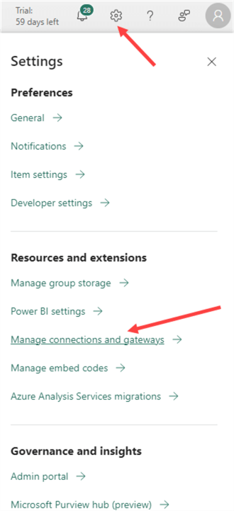 manage connections and gateways in settings