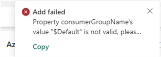 cannot use default consumer group