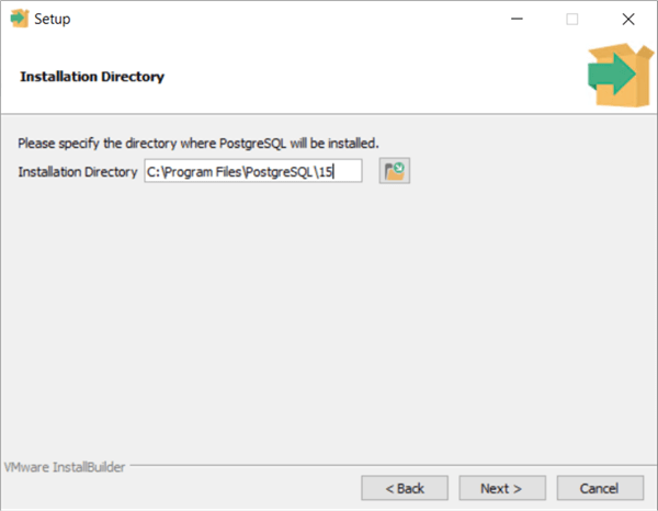 IaaS - Azure PostgreSQL - install directory