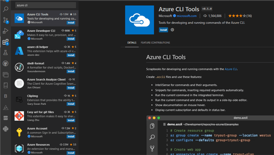 Adding Azure Cli tool extension