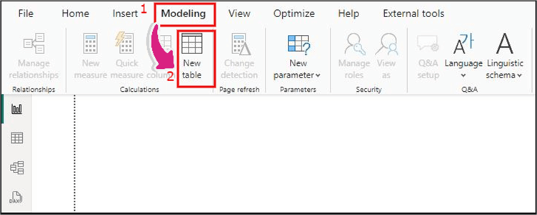 Screenshot showing how to create a dynamic table in Power BI desktop.