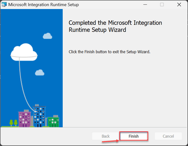 Microsoft Integration Runtime setup complete