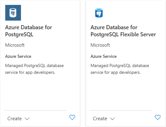deploy + configure - azure sql database for postgreSQL - two options, one is depricated.