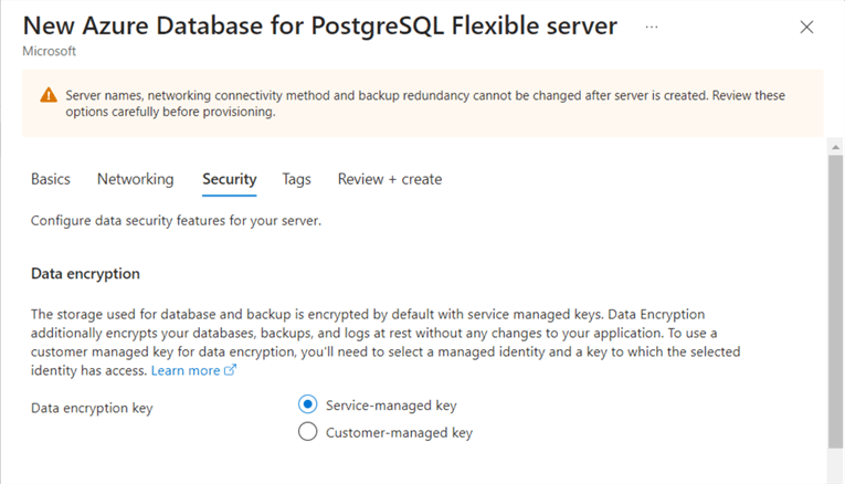 deploy + configure - azure sql database for postgreSQL - data encryption key