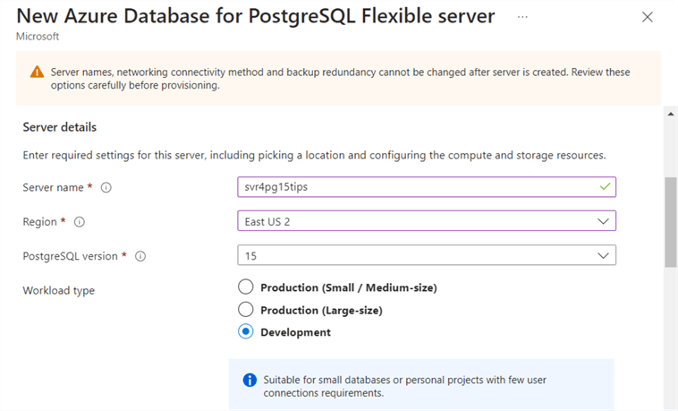 deploy + configure - azure sql database for postgreSQL - enter server details