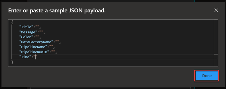 Sample JSON payload