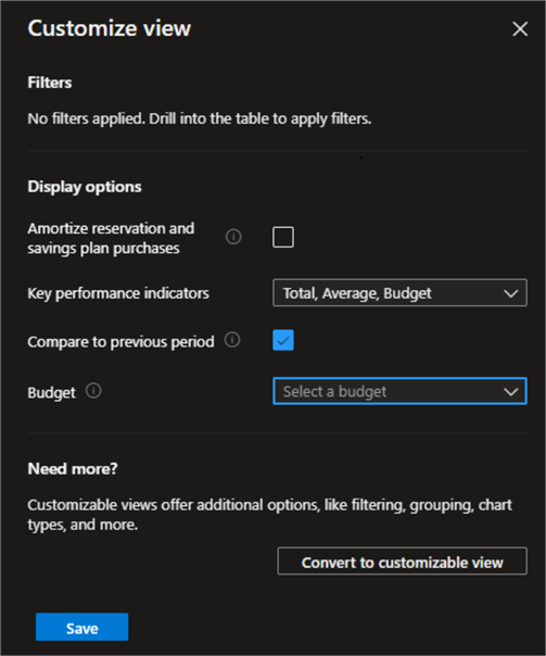 Customize View Ability to customize display options
