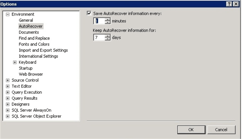 Recovering unsaved files in SSMS 