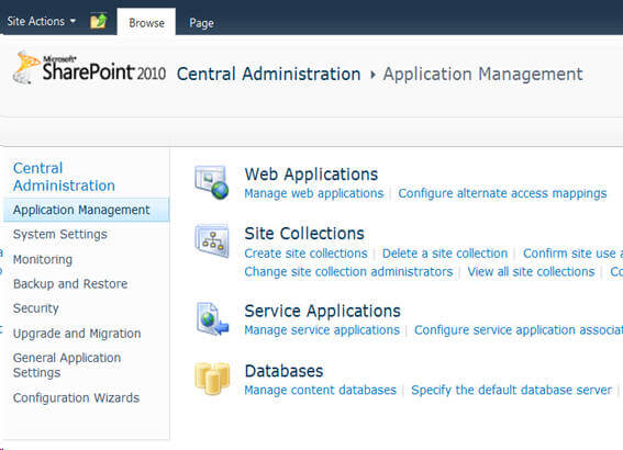 sharepoint central administration