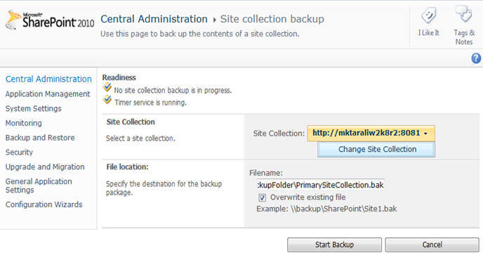 site collection backup