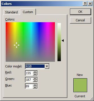 Color selector in PowerPoint