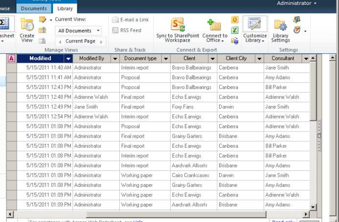 Document library view fully tagged
