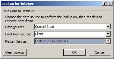 Dialog to select source for ID of lookup