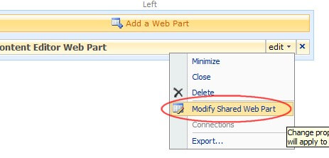 4 Modify Shared Web Part