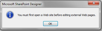 First open web site before editing external web pages error